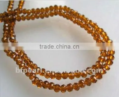 wholesale 16" 4mm congac faceted rondelle Chinese crystal beads