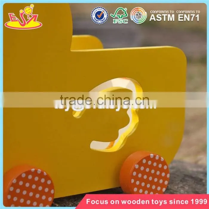 wholesale lovely duck baby wooden pull car toy new design wooden pull car toy for toddlers W05B158