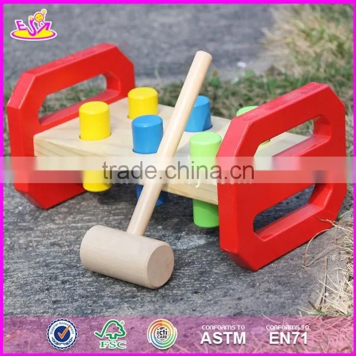 2017 new design baby funny toy wooden pound a peg W11G036