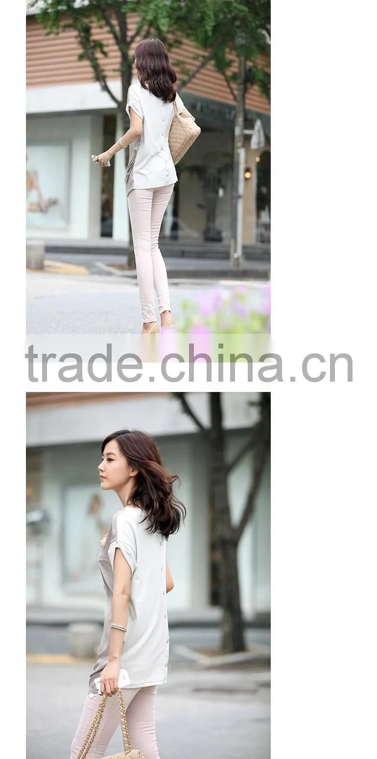 2015 new fashion female cotton T-shirt V-neck T shirt women clothes summer t shirts for women