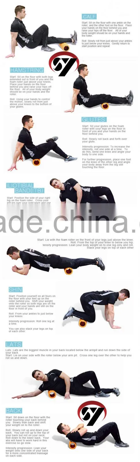 Hot sale EVA Grid High Density Hollow Exercise Yoga Foam Roller Shuoyang