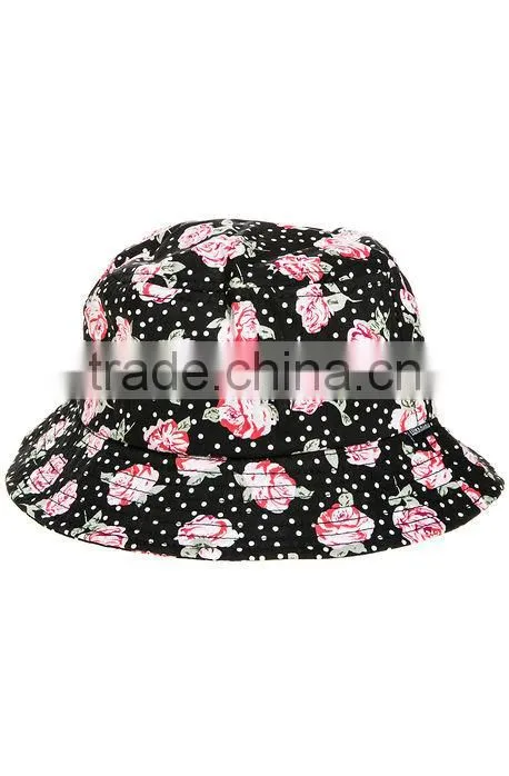 Custom floral round top bucket hat