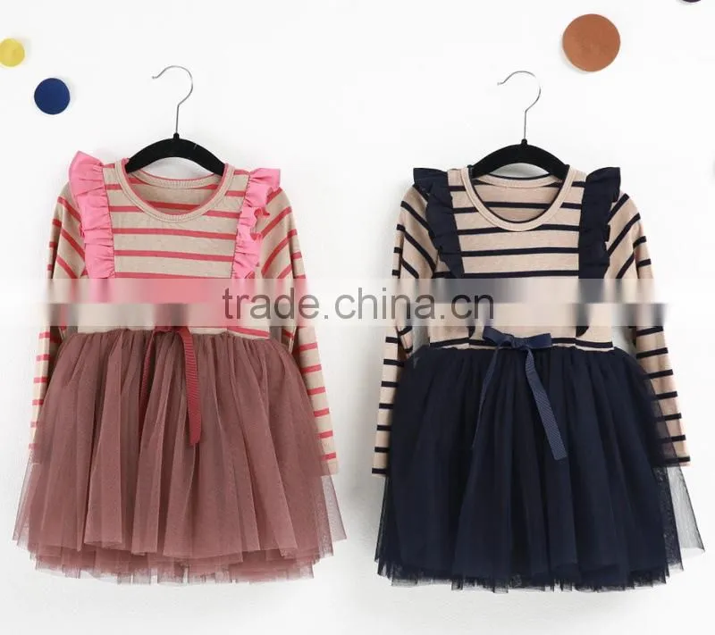 Brand New Girls Stripped dress Children's Long Sleeve spring autumn dress Kids Fashion Clothes baby striped dress