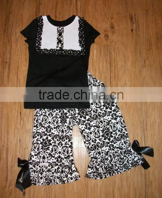 2014 summer girl clothes chevron kids outfit