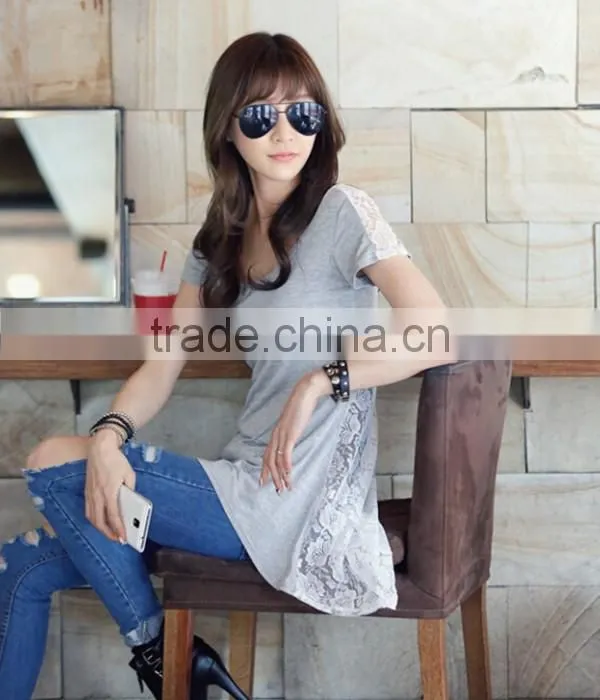 Moq.1pc lace design hollow stitching slim simple blank korean t shirt,Summer style t shirt,t shirt design