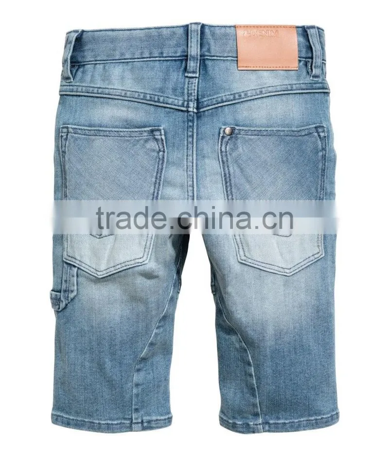 2017 new Summer Children Blue washed boys Tapered Knee-length Denim cargo Shorts