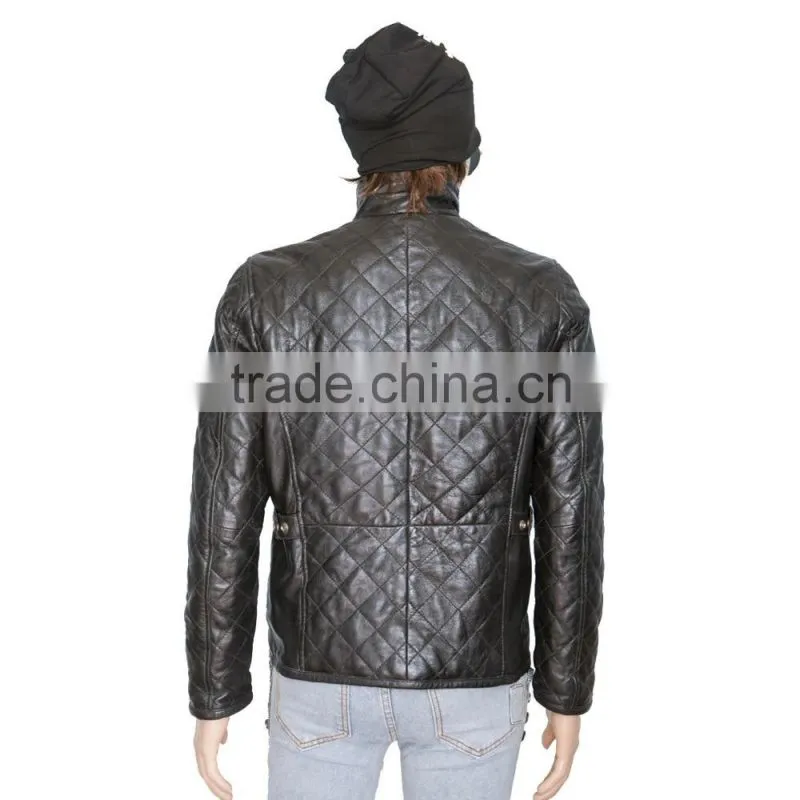 QUILTED MEN LEATHER JACKET MADE OF SHEEP LEATHER