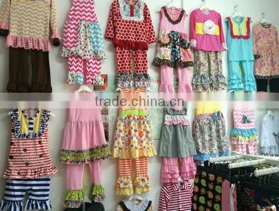 Smocked Children Halloween Raglan Clothing wholesale Girls Fall Boutique Outfits Ruffle Icing Pants For Children