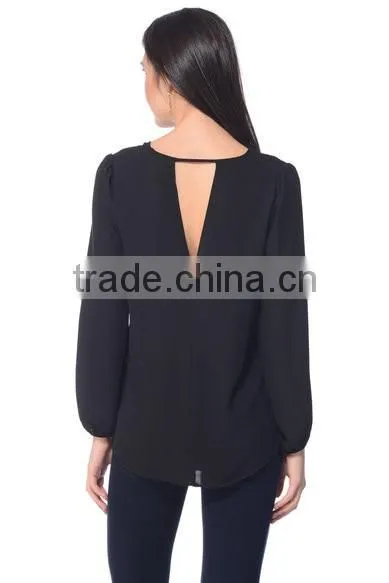 Womens Casual fashion blouses 2017 new designs long sleeve V Neck loose blouses for girls