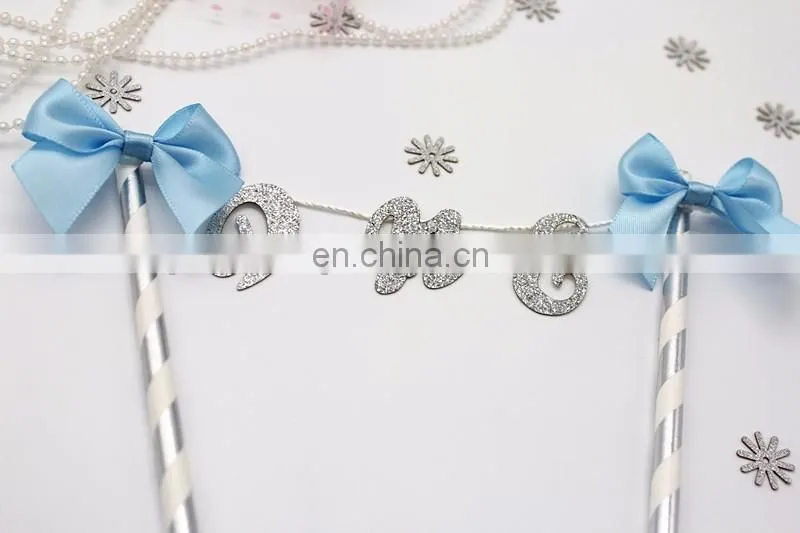 Newest One with Bow Baby Girl/Boy Birthday Paper Cake Bunting