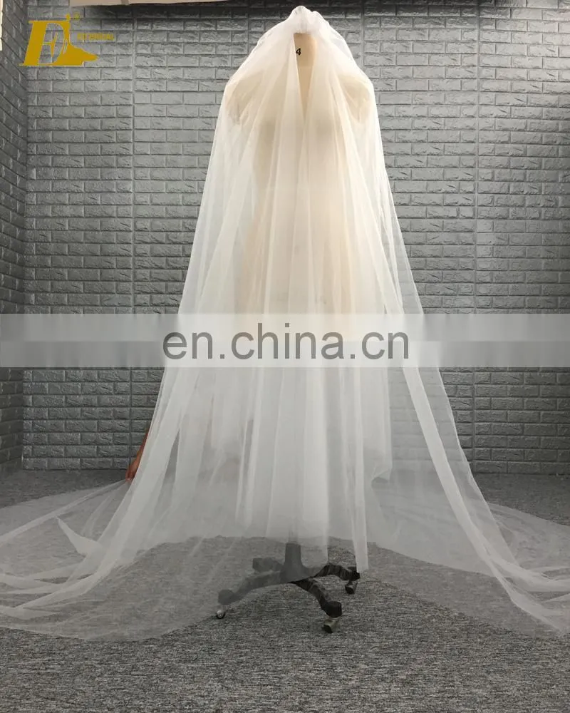 China Manufacture Wholesale Cheap Two Layers Soft Tulle Fabric Long Bridal Wedding Veil