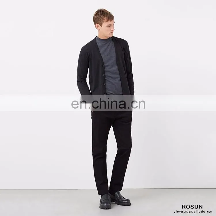 Black Knitwear as long sleeve autumn jumper Cardigan of men sweater 2017