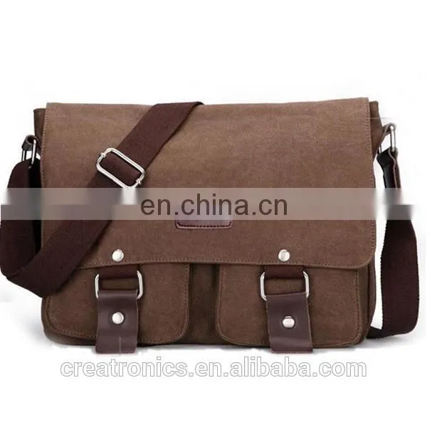 CR on time delivery guaranteed 2016 latest fashion men's canvas shoulder bag brown vintage messenger bags