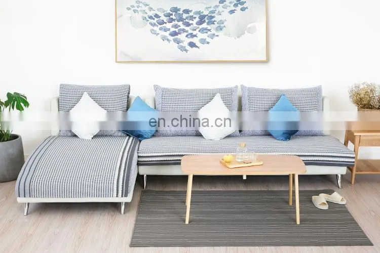Plain style large sofa throws covers knitting fitted sofa cover with cotton laciness