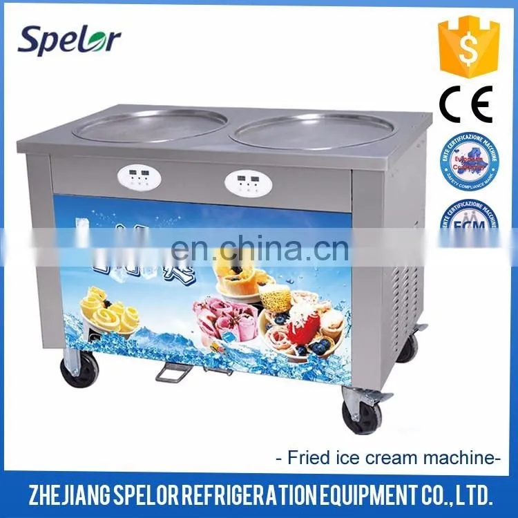 Highly-Efficient Fried Ice Cream Machine Double Flat Square Pan