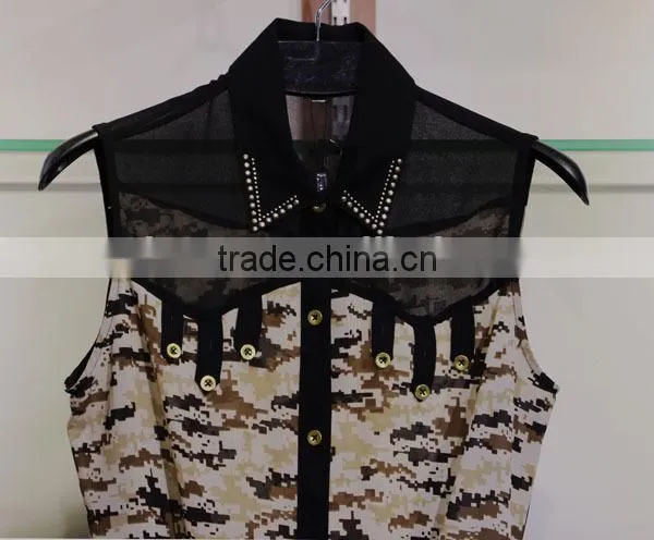 camouflage tied chiffon crop top