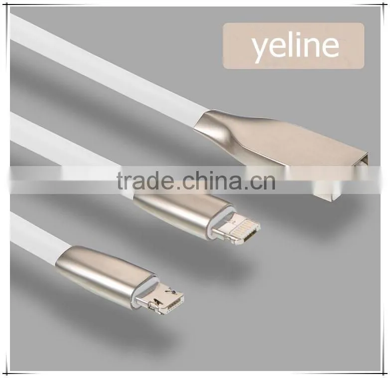 2016 popular stainless steel one side mic usb one side for iphpne data cable for oppo R9/N1/A53