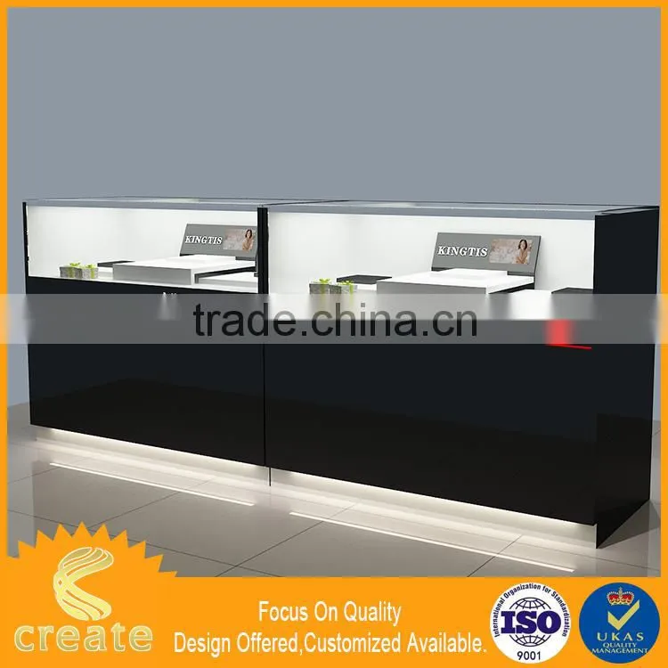 China factory acrylic countertop watch display spot light glass display cabinet