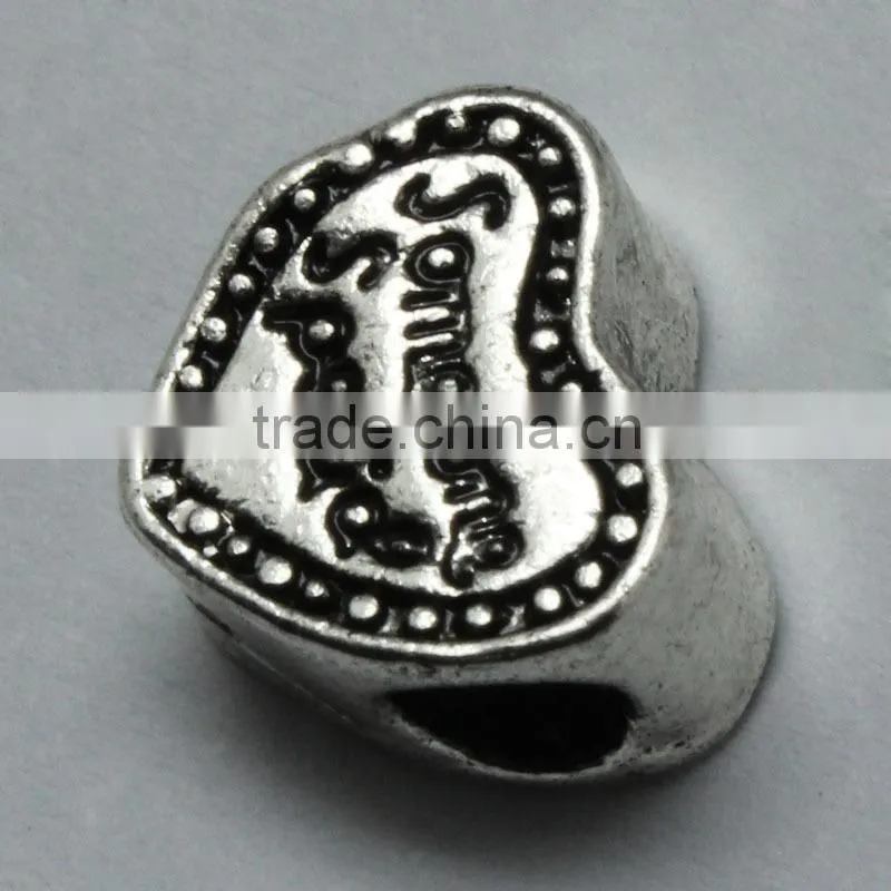 Some one Special Text Heart Shape Zinc Alloy Beads with Round Hole