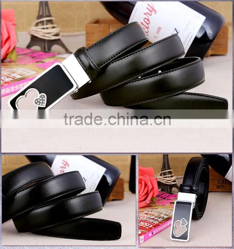 Fashion Women's Automatic Buckle Love Diamond Lady Leather Belt