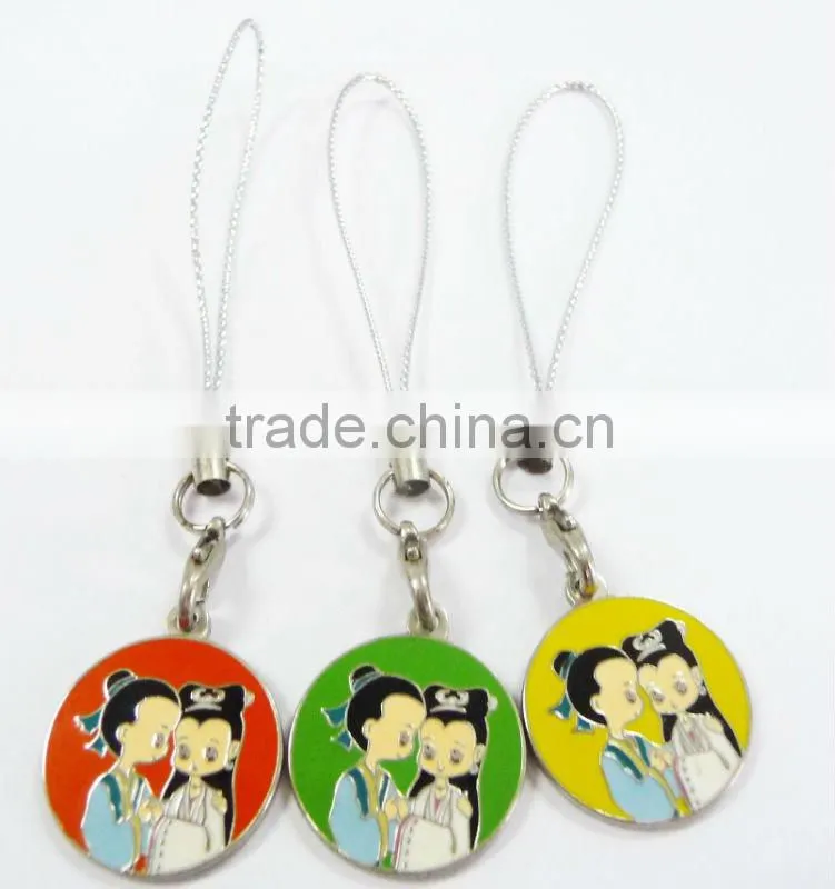 Engraved oval tag charms mobile phone straps