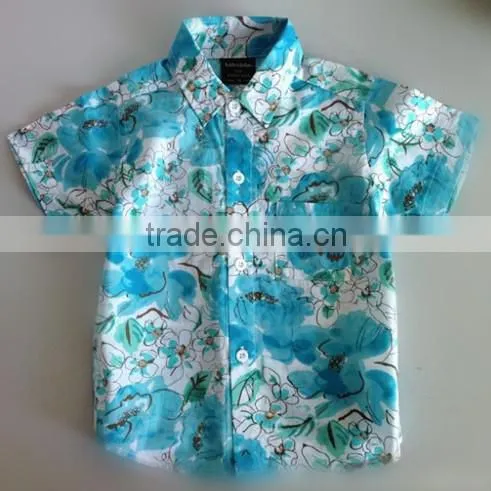 short sleeve shirts kid garment fashion formal cotten collar children crocodile Printing Shirt