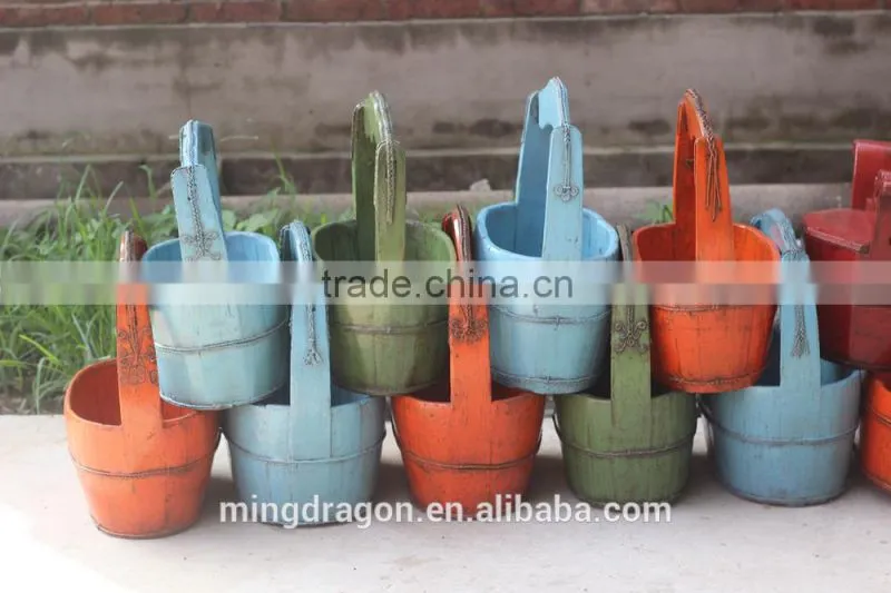 Chinese antique wooden painted basket