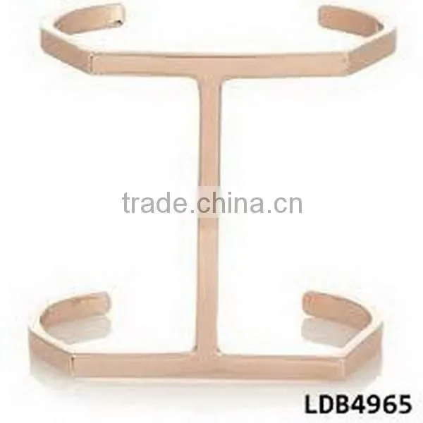 Single Bar Rose Gold Parallel Cuff Bangle Fashion Geometric Bangle China Manufucturer