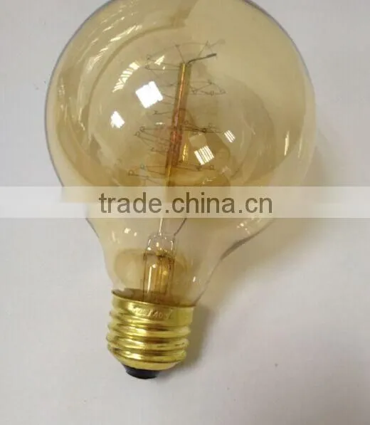 brass base Edison bulb light Amber glass G95 40 watt 25 watt 60w E26