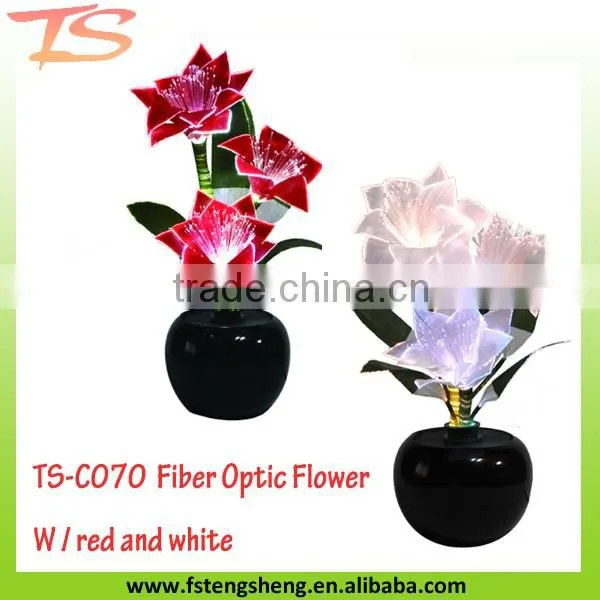 Christmas Decor LED color changing fiber optic silk flowers white or red choose indoor use