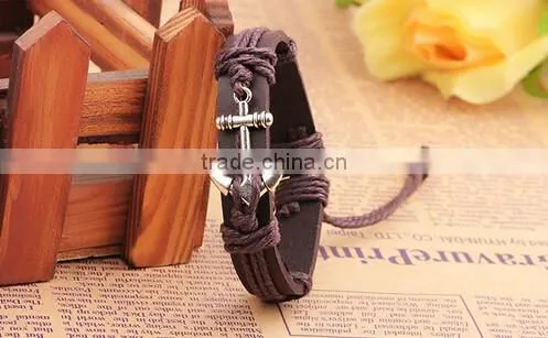 >>New arrival SW14100 promotion anchor leather bracelet/