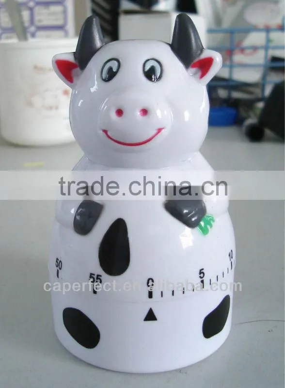 Plastic ABS cow shaped mechanical kitchen timer