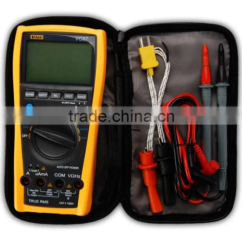 VC87 Tester Thermometer Resistance AC DC Ohm Hz C 6000 Count Voltmeter Multimeter