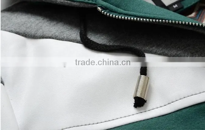 2015 Men stitching bark Zipper Cotton&Polyester basketball hoodie