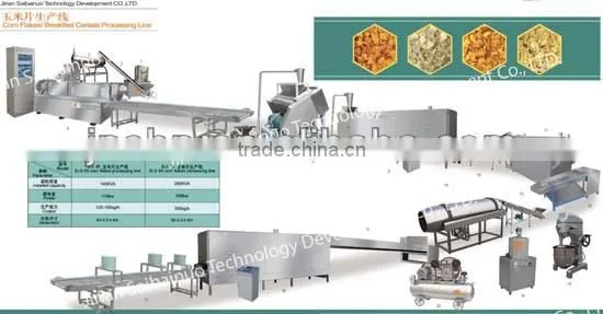 high quality low consumption factory selling delicious food with milk Breakfast Cereals Corn Flakes machine/Processing Line