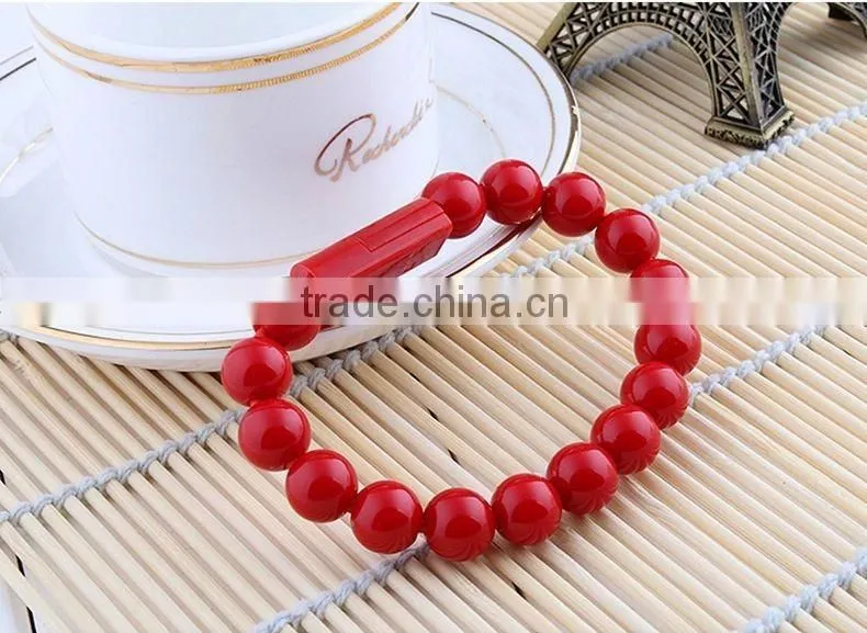 Factory wholesale Creative Bead Bracelet Cable Micro USB 2.0 Charging Data Cable For Samsung