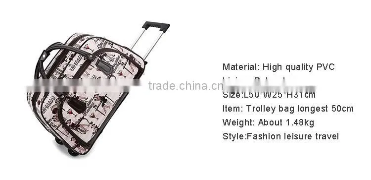 Fashionable colourful travel trolley luggage bag travel world luggage trolley bag