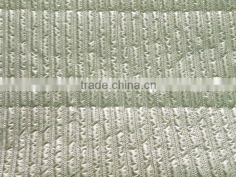 polyester stripe embroidered thermal padded fabric with quilting for jacket
