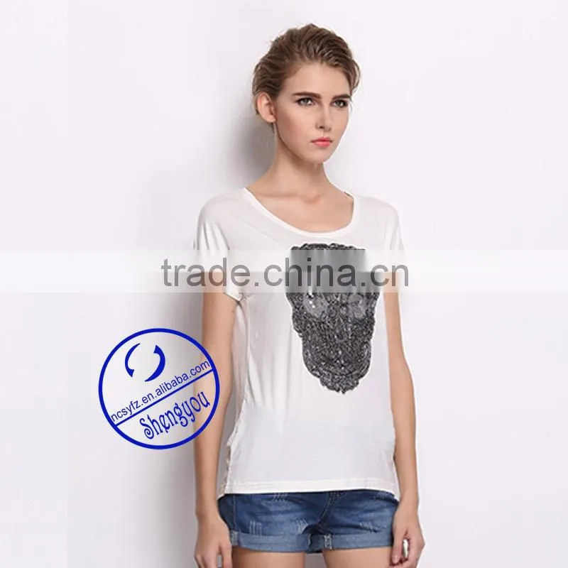 2015 China supplier custom women white t-shirt wholesale