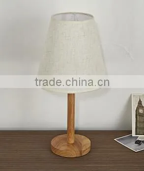 small table lamp in wood base, linen iceberg hardback lampshade