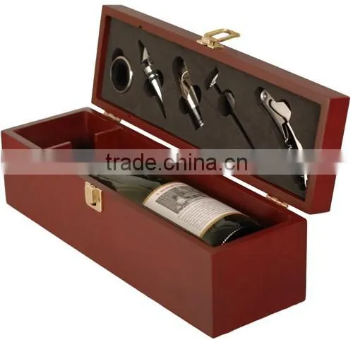 Antique style embossed red MDF wine bottle box