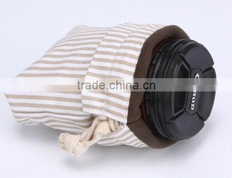 Striped printing small cotton drawstring bag for wholesale