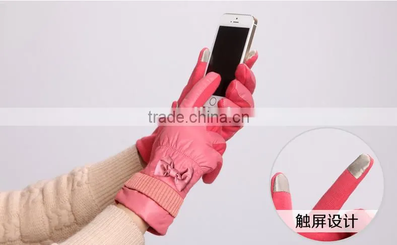 New Arrival Ladies's Ribbon Touch Screen Gloves With Multi Colors
