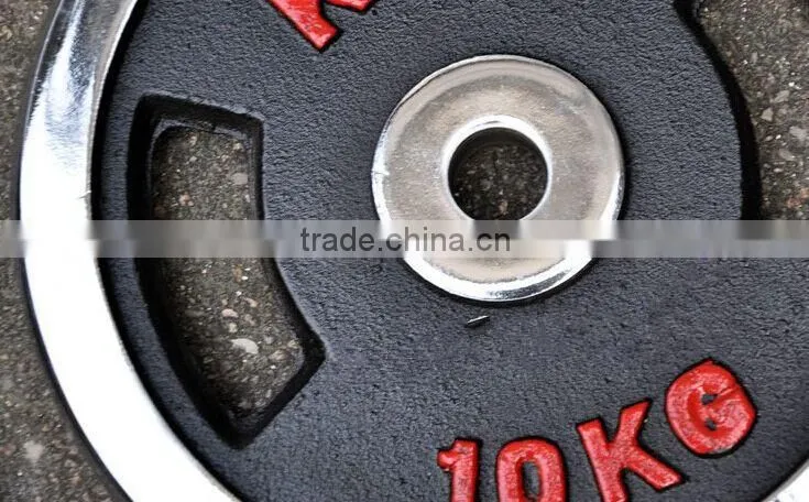 Black painting red word dumbbell plate