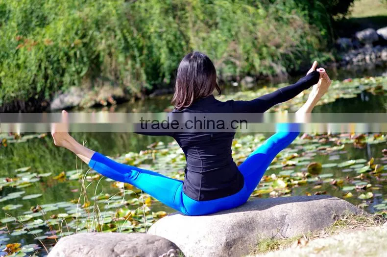 2015 Unique Design Ladies 87% Supplex 13% Lycra Workout Clothing Sexy Fitness Yoga Jacketss for Women
