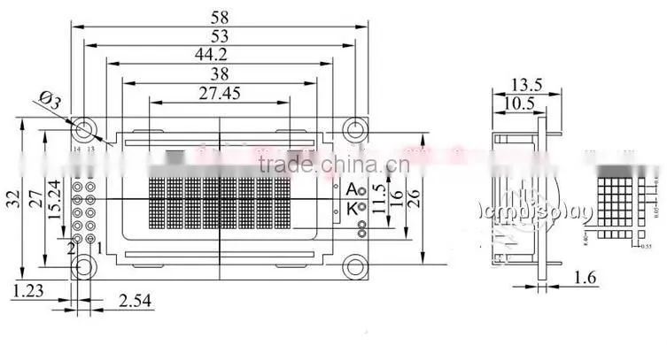 backlit lcd display for household appliances screen