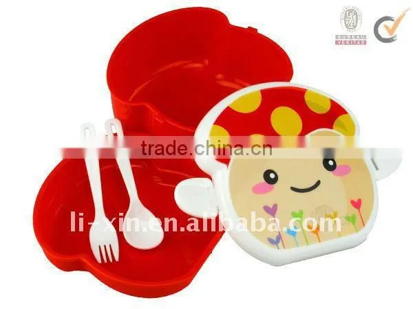 plastic cartoon lunch box (doule layer) /kid's lunch box/mess tin/dinner pail/canteen/dinner bucket