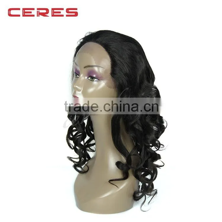 Stock glueless lace front wig remy hair big wave 100% human hair lace wig