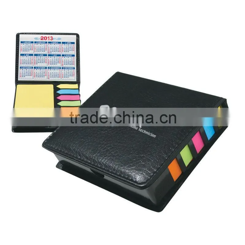leather look case of sticky notes