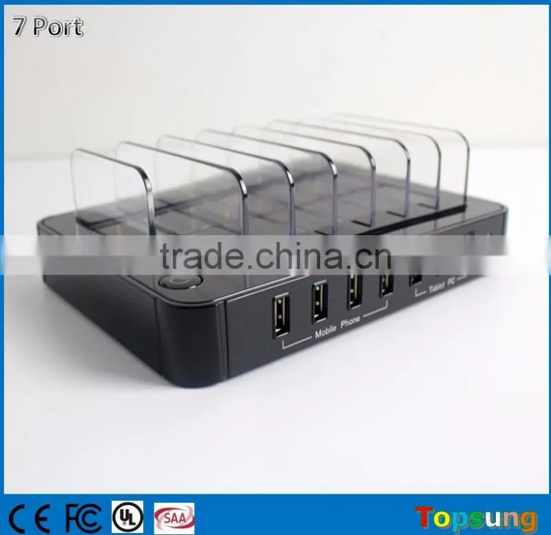 2016 New 7 ports high speed usb mobile phone charger for smart phone ul approval